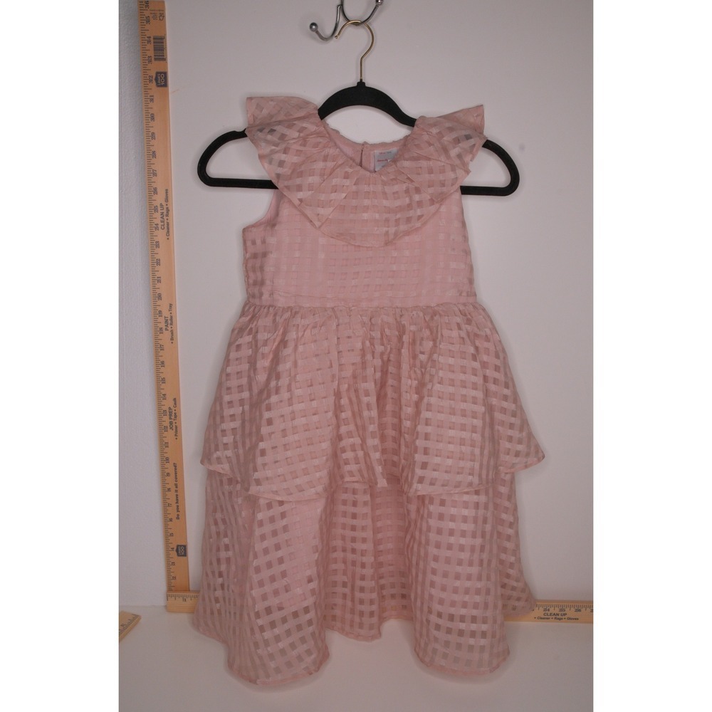 Hanna Andersson Pink Plaid Tiered Ruffle Collar Dress Size 8